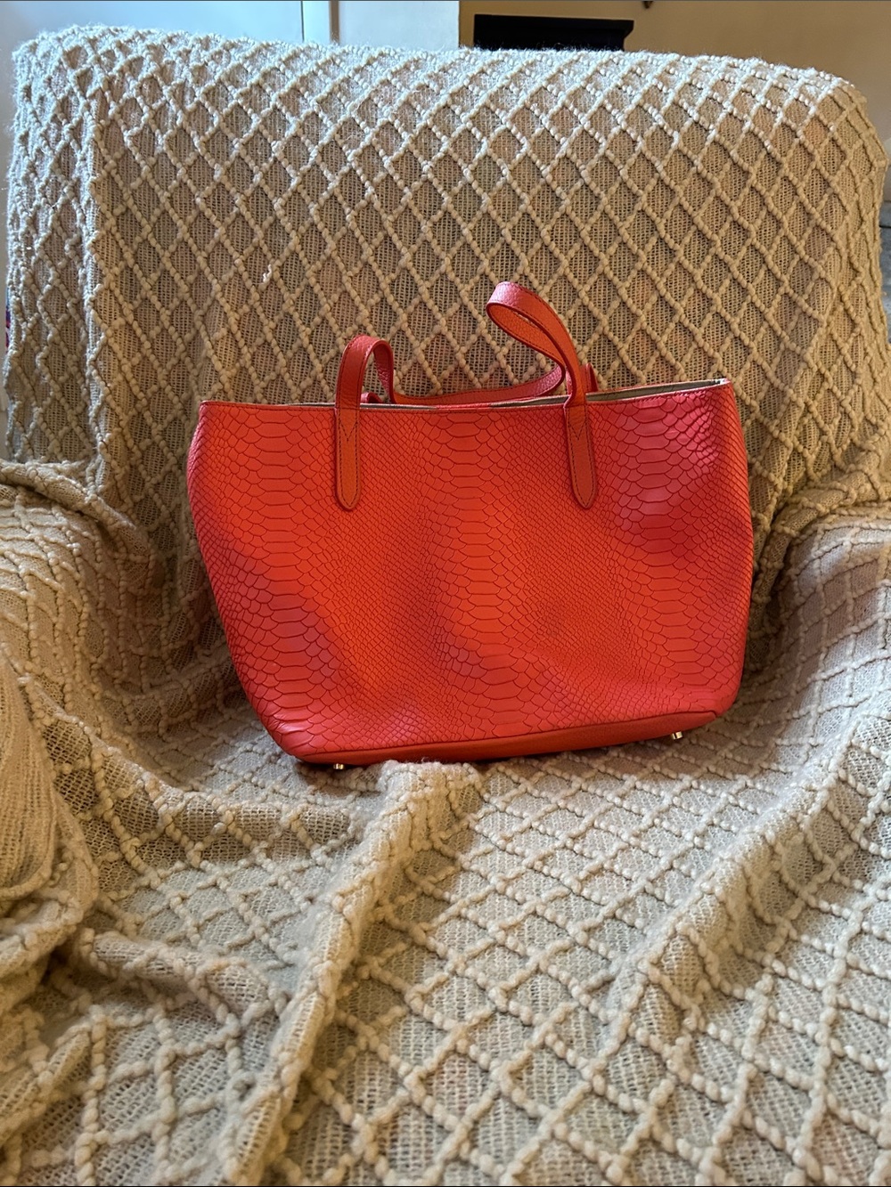 GiGi New York Coral-Red Teddie Tote